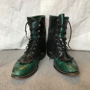 Vintage Laredo Lace-Up Fringe Boots